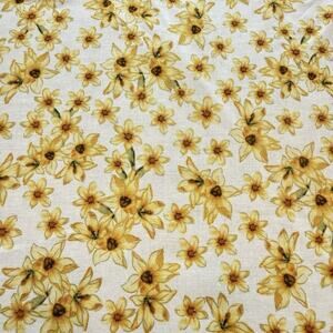 Kanvas By Benartex Yellow Sunflower Print "blue delphinium" pattern NOS 42" x 36